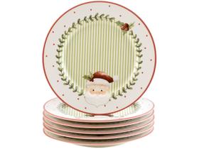 Conjunto com 6 Pratos de Sobremesa Ludic Natal Ø21cm
