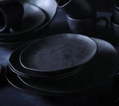 Conjunto com 6 pratos de sobremesa orgânico Carbon 19,4 cm Porto Brasil