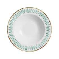 Conjunto Com 6 Pratos Fundo Miami Borda Filete Ouro Cerâmica