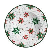 Conjunto Com 6 Pratos Fundo Natal Primeira Linha - Alleanza Cerâmica