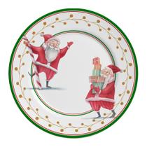 Conjunto com 6 Pratos Raso Ho Ho Ho Natal Acetinado Ø29cm - Alleanza Cerâmica