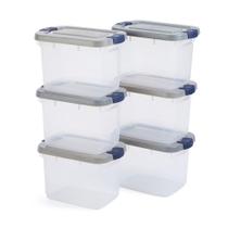 Conjunto com 6 Recipientes de Armazenamento Rubbermaid Roughneck Clear - 19 Qt (4,75 Galões)