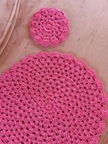 Conjunto com 6 Sousplat + 6 Porta Copos feitos em Crochê