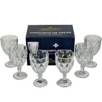 Conjunto com 6 taças diamond transparente 330ml - bela flor