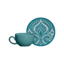 Conjunto Com 6 Xícaras De Café Com Pires Blue Damask 85 Ml - Alleanza Cerâmica