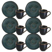 Conjunto Com 6 Xícaras De Café Com Pires Orgânico Oceano 100ml Porto Brasil