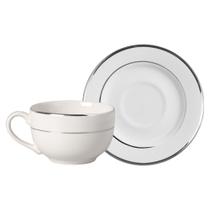 Conjunto com 6 Xícaras de Chá com 6 Pires Relevo Prata 250 ml