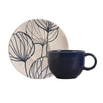 Conjunto com 6 Xícaras de Chá com Pires Coup Stoneware New Blue 220ml