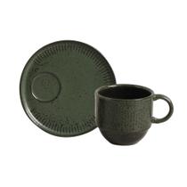 Conjunto com 6 Xícaras de Chá Empilhável com 6 Pires Linhas Greenery 230ml