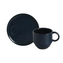 Conjunto com 6 Xícaras de Chá Empilhável com 6 Pires Linhas Night Blue 230ml Conjunto com 6 Xícaras de Chá Empilhável com 6 Pires Linhas Night Blue 230ml