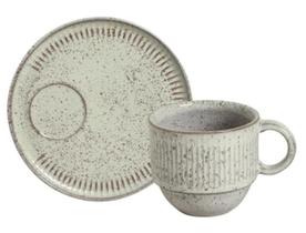 Conjunto Com 6 Xícaras De Chá Empilhável Com 6 Pires Linhas Pistache 230ml - Porto Brasil