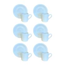 Conjunto Com 6 Xícaras e 6 Pires Porcelana Branca 70ml