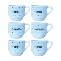 Conjunto Com 6 Xícaras Modelo Hotel Empilháveis Porcelana Branca Amor 170 ml Conjunto Com 6 Xícaras Modelo Hotel Empilháveis Porcelana Branca Amor 170 ml