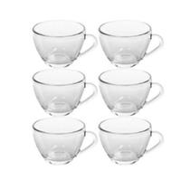 Conjunto com 6 xicaras p/café chá de vidro transparente 250ml Conjunto com 6 xicaras p/café chá de vidro transparente 250ml