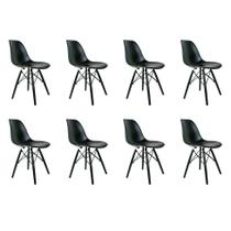 Conjunto com 8 Cadeiras Charles Eames Preto