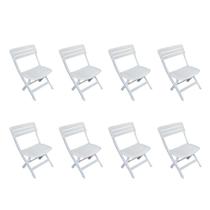 Conjunto com 8 Cadeiras Dobravél Ripada Diamantina Branco