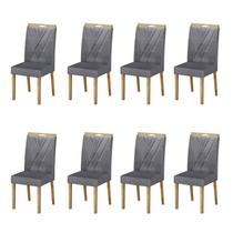 Conjunto com 8 Cadeiras Lara Cinamomo/Grafite