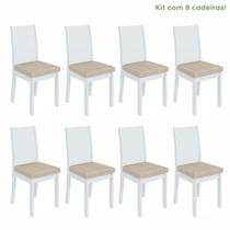 Conjunto com 8 Cadeiras para Sala de Jantar Athenas Branco/Rinzai Bege