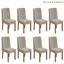 Conjunto com 8 Cadeiras para Sala de Jantar Exclusive Amêndoa Clean/Naturale Creme