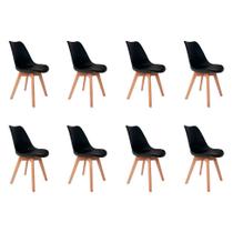 Conjunto com 8 Cadeiras Wood Mendoza Preto - Mobly