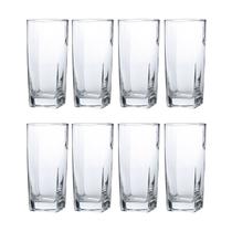 Conjunto Com 8 Copos Vidro Bali Quadrado 320ml Transparente