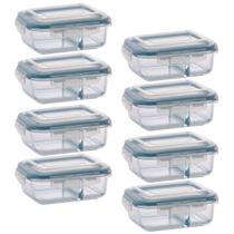 Conjunto Com 8 Potes 640ml Divisória Hermético Marmita Conjunto Com 8 Potes 640ml Divisória Hermético Marmita