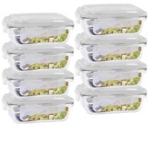 Conjunto Com 8 Potes Vidro 1040ml Hermético Marmita 4 Travas Conjunto Com 8 Potes Vidro 1040ml Hermético Marmita 4 Travas