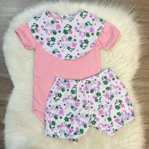 Conjunto com babador Kit de roupa para bebê para menina - Genérica