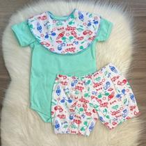 Conjunto com babador Kit de roupa para bebê para menino