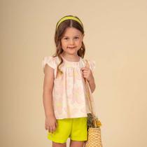 Conjunto com Bata em Crepe Air Flow com Estampa Exclusiva e Shorts em Crepe Alfaiataria Pakita