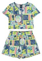 Conjunto com Blusa Cropped e Short-Saia para Menina Bee Loop