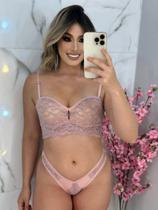 conjunto com bojo em renda rosa romântica delicada conjunto com bojo em renda rosa romântica delicada