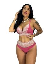 Conjunto com bojo soft e renda bicolor Giulia