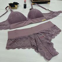 Conjunto com Bojo Soft sem Aro Calcinha Fio Feminino Clamar Microfibra e Renda 1949