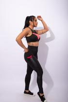 Conjunto Com Bolso Newstyle Fitness Academia Feminina Com Tela No Top E Cirre Na Calça