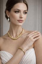 Conjunto Com Colar E Pulseira Malha Italiana semijoia