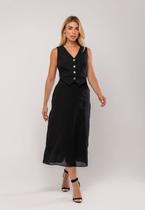 Conjunto Com Colete e Saia Midi Preto Salvatore