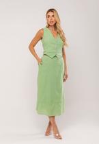 Conjunto Com Colete e Saia Midi Verde Salvatore Conjunto Com Colete e Saia Midi Verde Salvatore