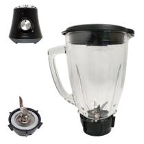 Conjunto com copo de vidro redondo com base completa e tampa oster