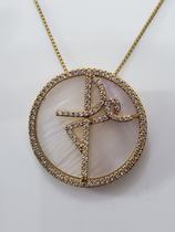 Conjunto Com Cordão Baiano Pingente Coração E Brincos Fé