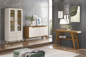 Conjunto com Cristaleira Liz, Buffet Quartzo e Aparador Menphis Henn - Nature/Off White