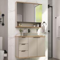 Conjunto Com Cuba Aqua 76cm Estilare Cnj4006 Nude/carvalho