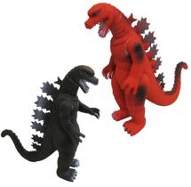 Conjunto Com Dois Bonecos de Borracha Dinossauro Godzilla Grande