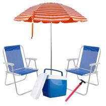 Conjunto com Duas Cadeiras Alumínio Com Um Guarda Sol 1.8m Um Cooler e um Saca Areia Extrema Qualidade Ótimos Materiais