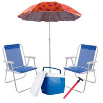 Conjunto com Duas Cadeiras Alumínio Com Um Guarda Sol 1.8m Um Cooler e um Saca Areia Extrema Qualidade Ótimos Materiais