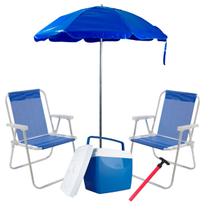 Conjunto com Duas Cadeiras Alumínio Com Um Guarda Sol Um Cooler e um Saca Areia Extrema Qualidade Ótimos Materiais - Bel, Mor