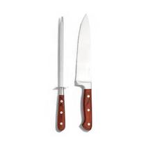 Conjunto com faca e chaira Hanzo Wood de inox forjado - Full-Fit Conjunto com faca e chaira Hanzo Wood de inox forjado - Full-Fit