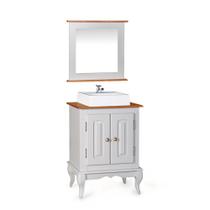 Conjunto com Gabinete para Banheiro 2 Portas com Cuba Dália e Espelho com Moldura Conjunto com Gabinete para Banheiro 2 Portas com Cuba Dália e Espelho com Moldura