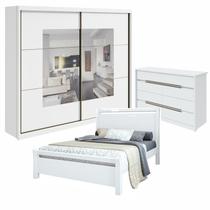 Conjunto com Guarda-roupa Casal com Espelho Toronto Plus e Cômoda Urban e Cama Casal Reali