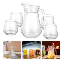 Conjunto com Jarra de Vidro 1,5 Litros e 4 Copos 310ml Elegância e Praticidade para Servir Bebidas